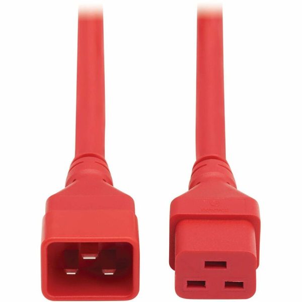 Eaton Tripp Lite Series Power Extension Cord, C20 to C19 - Heavy-Duty, 20A, 250V, 12 AWG, 2 ft. (0.6 m), Red - Image 2