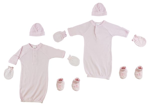 Preemie Gown, Cap, Mittens And Booties - 8 Pc Set Cs_0066