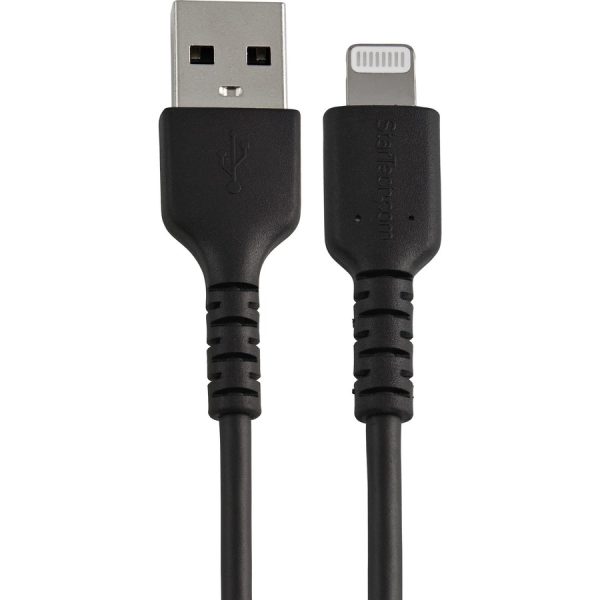 StarTech.com 12inch/30cm Durable Black USB-A to Lightning Cable, Rugged Heavy Duty Charging/Sync Cable for Apple iPhone/iPad MFi Certified - Image 2