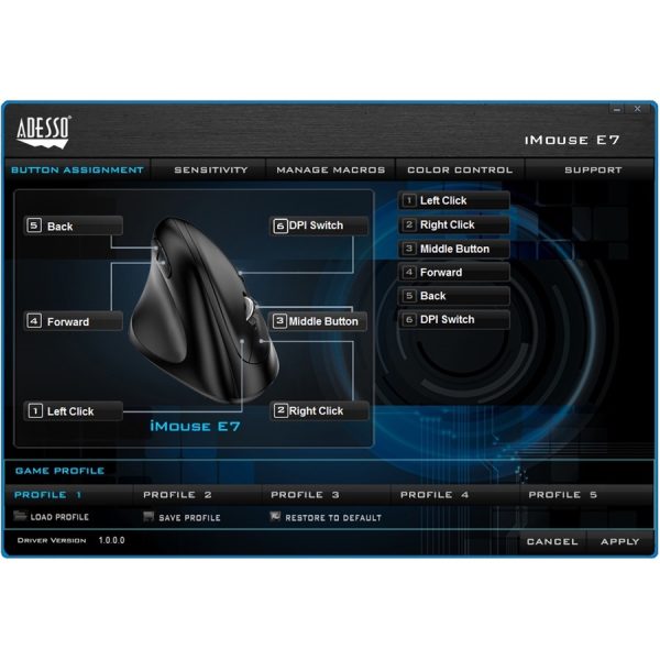 Adesso Programmable Vertical Ergonomic Left-Handed Mouse - Image 6