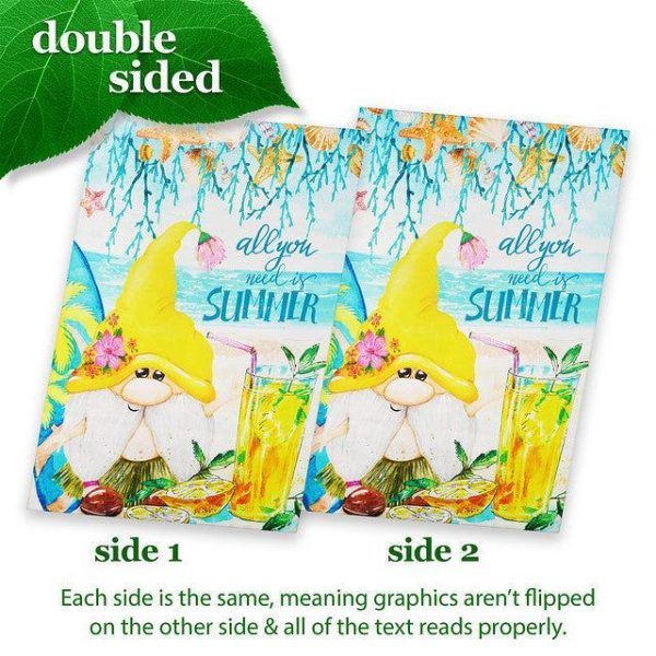 G128 House Flag All You Need is Summer Gnome | 28x40 Inch | Printed Blockout Polyester - Summer Decoration - Image 3