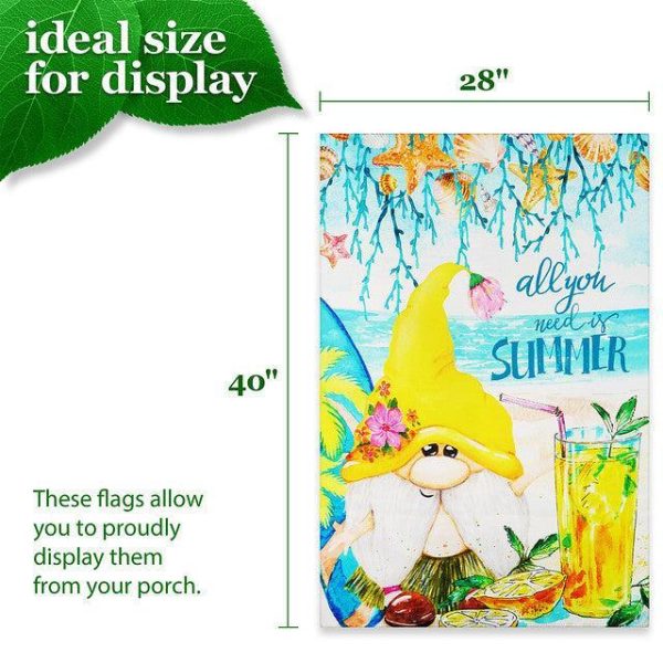 G128 House Flag All You Need is Summer Gnome | 28x40 Inch | Printed Blockout Polyester - Summer Decoration - Image 4