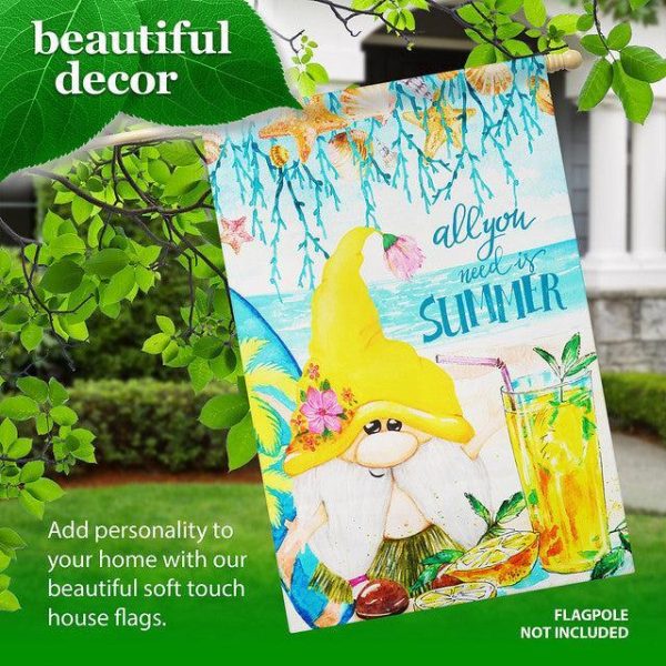 G128 House Flag All You Need is Summer Gnome | 28x40 Inch | Printed Blockout Polyester - Summer Decoration - Image 9