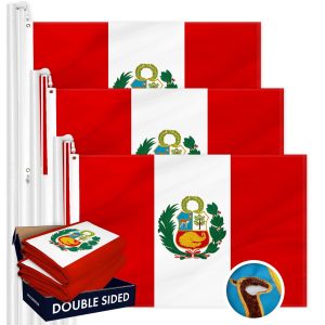 Peru Peruvian Flag 3x5 Ft 3-Pack Double-sided Embroidered Polyester By G128