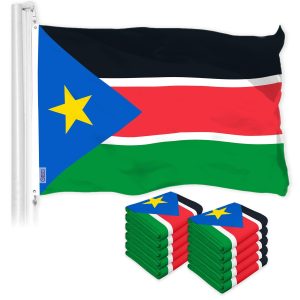 G128 10 Pack: South Sudan South Sudanese Flag | 3x5 Ft | LiteWeave Pro Series Printed 150D Polyester | Country Flag, Vibrant Colors, Brass Grommets, Thicker and More Durable Than 100D 75D Polyester