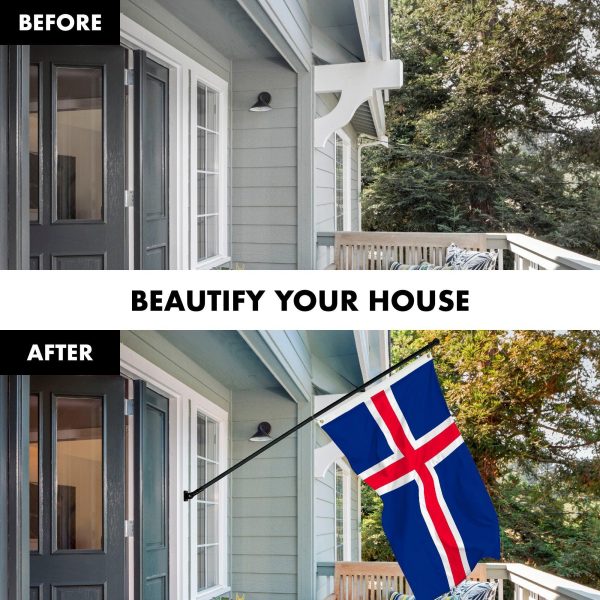 G128 Combo Pack: 6 Feet Tangle Free Spinning Flagpole (Black) Iceland Icelandic Flag 3x5 ft Printed 150D Brass Grommets (Flag Included) Aluminum Flag Pole - Image 3