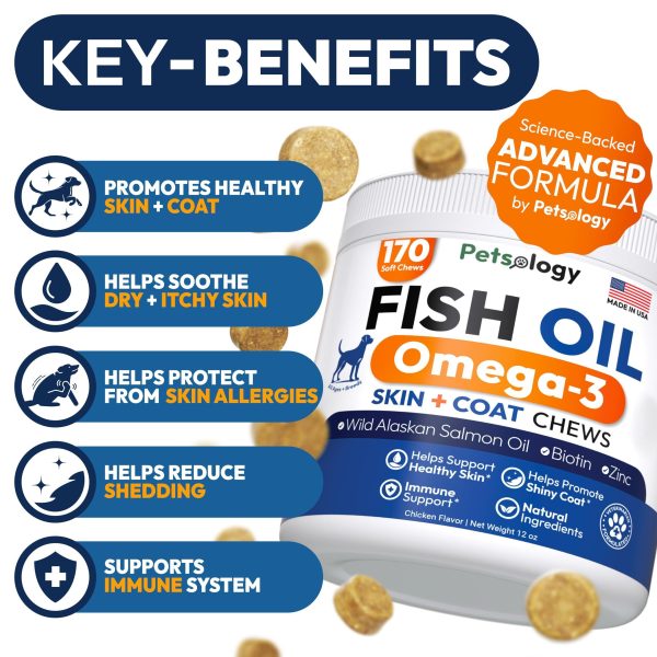 Omega 3 Fish Oil for Dogs   170 Chews   Omega 3 for Dogs Itchy Skin & Allergy Relief   Skin & Coat Supplement   EPA & DHA Fatty Acids   Dog Anti Shedding & Hot Spot Treatment   Salmon Oil - Image 2