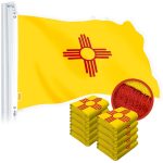 G128 10 Pack: New Mexico NM State Flag | 2.5x4 Ft | StormFlyer Series Embroidered 220GSM Spun Polyester | Embroidered Design, Indoor/Outdoor, Brass Grommets, Heavy Duty, All Weather