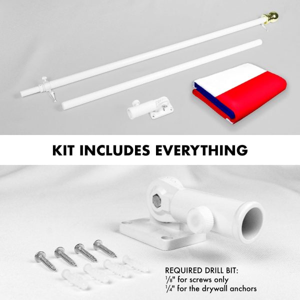 G128 Combo Pack: 6 Feet Tangle Free Spinning Flagpole (White) France French Flag 3x5 ft Printed 150D Brass Grommets (Flag Included) Aluminum Flag Pole - Image 2
