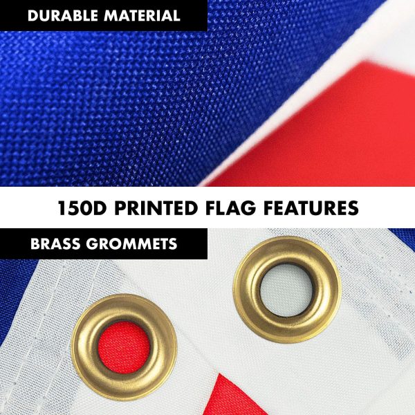 G128 Combo Pack: 6 Feet Tangle Free Spinning Flagpole (White) France French Flag 3x5 ft Printed 150D Brass Grommets (Flag Included) Aluminum Flag Pole - Image 4