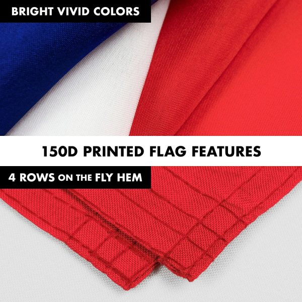 G128 Combo Pack: 6 Feet Tangle Free Spinning Flagpole (White) France French Flag 3x5 ft Printed 150D Brass Grommets (Flag Included) Aluminum Flag Pole - Image 5