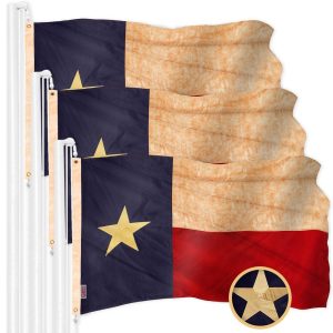 G128 3 Pack: Texas Tea-Stained Flag | 2x3 Ft | ToughWeave Pro Series Embroidered 420D Polyester | Embroidered Design, Indoor/Outdoor, Brass Grommets, High Quality