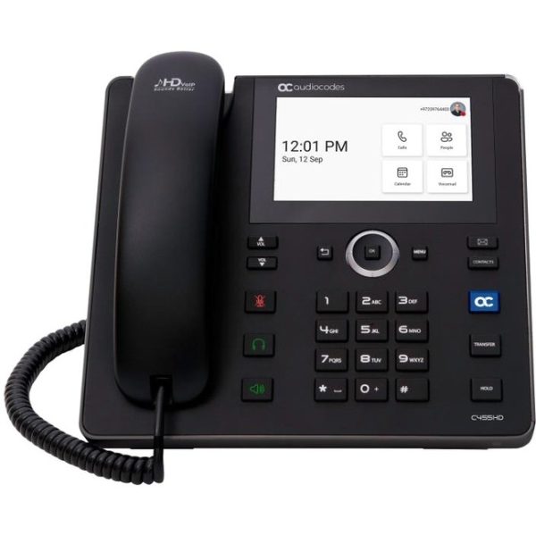 AudioCodes C455HDPS-DBW IP Phone - Corded/Cordless - Corded/Cordless - Bluetooth, Wi-Fi - Wall Mountable - Black