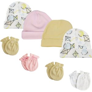 Baby Girls Caps And Mittens (pack Of 8) Nc_0353