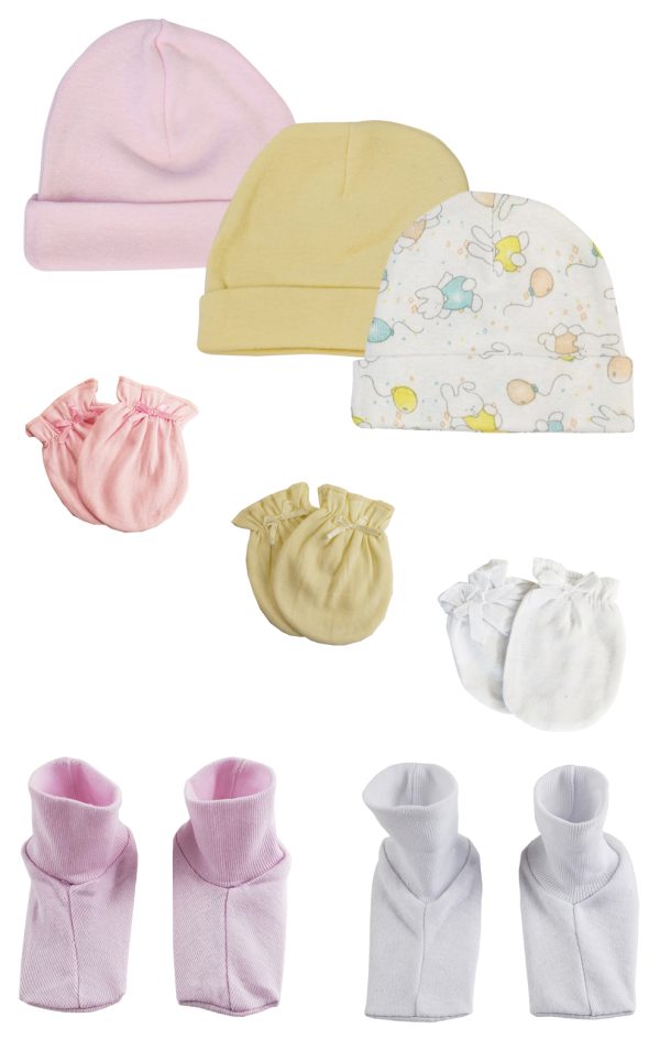 Boys Girls Caps, Booties And Mittens (pack Of 8) Nc_0274