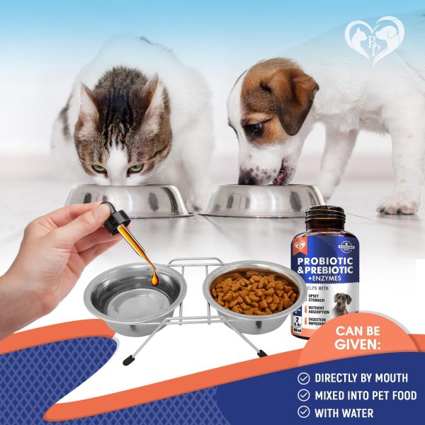 Probiotics & Prebiotics with Enzymes for Dogs and Cats   Digestive Gut Flora Health Pet Food Supplements   Constipation & Diarrhea and Gas Home Remedy   Upset Stomach Relief   Made in USA - Image 4