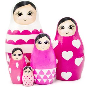 AEVVV Pink Nesting Dolls Set 5 pcs Russian Dolls Pink Decorations Matryoshka Doll Pink Decor Bedroom
