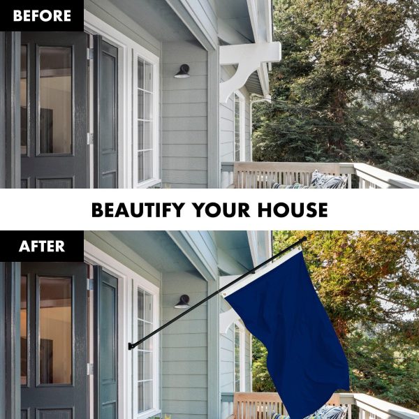 G128 Combo Pack: 5 Ft Tangle Free Aluminum Spinning Flagpole (Black) & Solid Blue Color Flag 2x3 Ft, LiteWeave Pro Series Printed 150D Polyester | Pole with Flag Included - Image 3