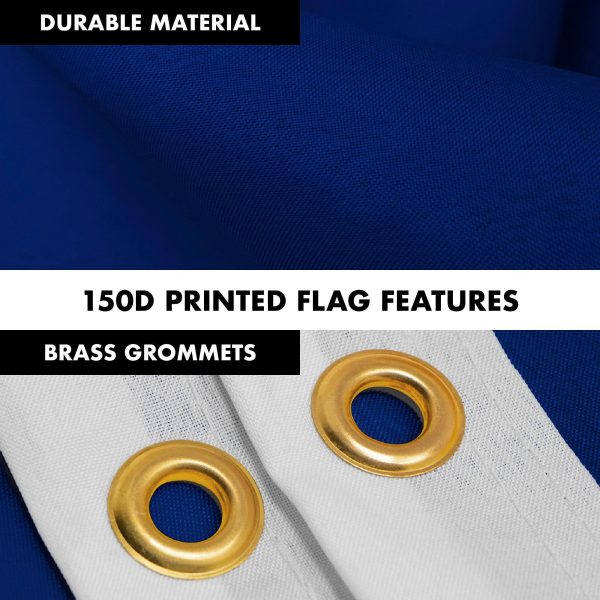 G128 Combo Pack: 5 Ft Tangle Free Aluminum Spinning Flagpole (Black) & Solid Blue Color Flag 2x3 Ft, LiteWeave Pro Series Printed 150D Polyester | Pole with Flag Included - Image 4