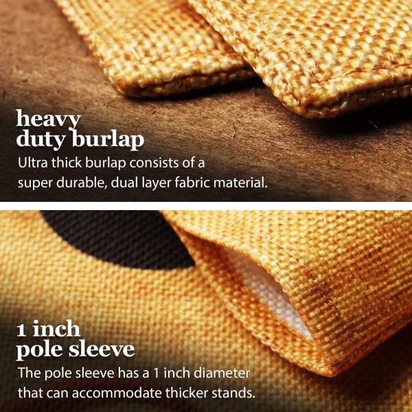 G128 Combo Pack: Garden Flag Stand Black 36 in x 16 in & Garden Flag Fall Decoration Happy Harvest Pumpkin in Truck Bed 12"x18" Double-Sided Burlap Fabric - Image 2