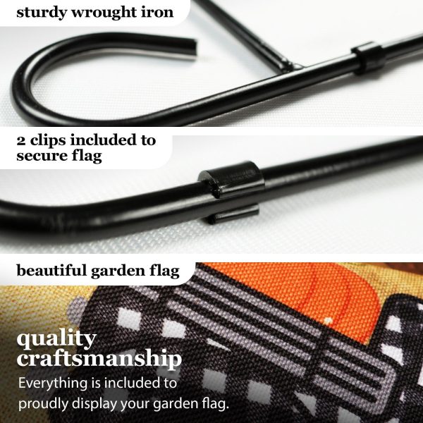 G128 Combo Pack: Garden Flag Stand Black 36 in x 16 in & Garden Flag Fall Decoration Happy Harvest Pumpkin in Truck Bed 12"x18" Double-Sided Burlap Fabric - Image 4