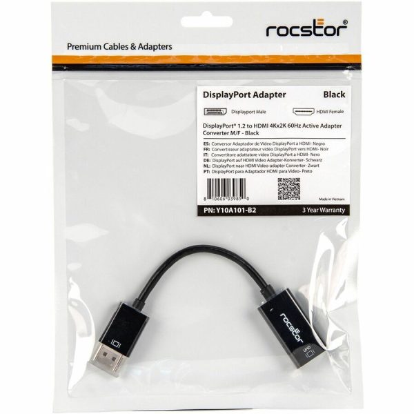 Rocstor DisplayPort 1.2 to HDMI 4K/60Hz Active Adapter Converter - M/F - Black - Image 5