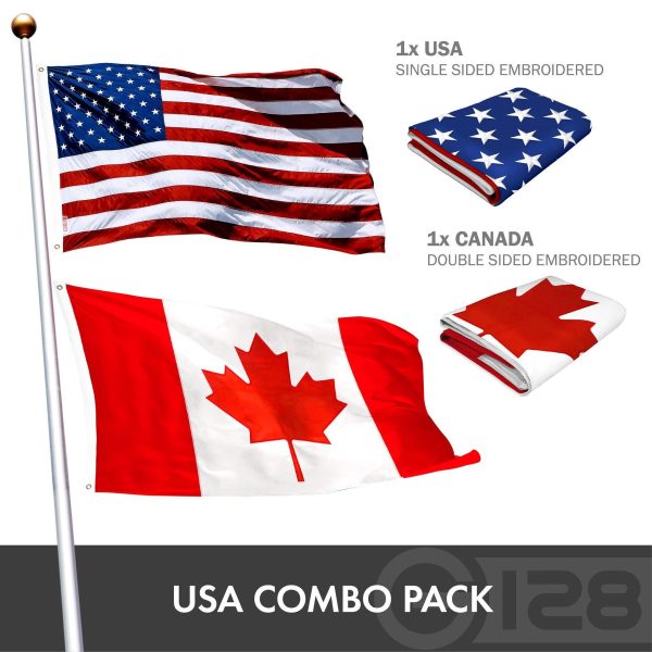 G128 Combo Pack: USA American Flag & Canada Canadian Flag 4x6 FT Double Sided Embroidered Indoor/Outdoor, Vibrant Colors, Brass Grommets, Quality Polyester - Image 2