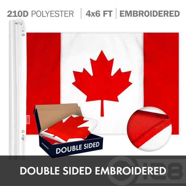 G128 Combo Pack: USA American Flag & Canada Canadian Flag 4x6 FT Double Sided Embroidered Indoor/Outdoor, Vibrant Colors, Brass Grommets, Quality Polyester - Image 6