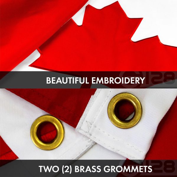 G128 Combo Pack: USA American Flag & Canada Canadian Flag 4x6 FT Double Sided Embroidered Indoor/Outdoor, Vibrant Colors, Brass Grommets, Quality Polyester - Image 7