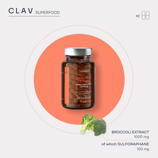 Broccoli Sprout Extract Capsules   Premium Sulforaphane Supplement with 100mg Sulforaphane   Antioxidant   60 Broccoli Pills   Made in Germany - Image 4