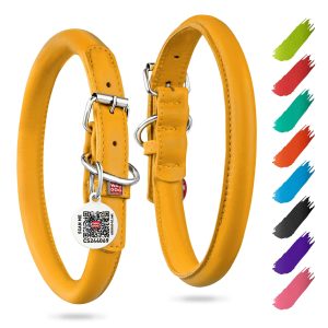 WAUDOG Ultra Soft Rolled Leather Dog Collar for Small Dogs   Soft Padded Dog Collars for Medium Dogs   Puppy Collars for Large Breed Dogs   Male and Female Dog Collar