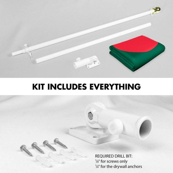 G128 Combo Pack: 6 Ft Tangle Free Spinning Flagpole (White) & Bangladesh Flag 3x5 Ft Printed 150D Polyester, Brass Grommets (Flag Included) Aluminum Flag Pole - Image 2