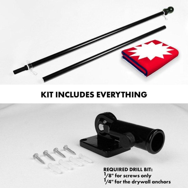 G128 Combo Pack: 6 Ft Tangle Free Spinning Flagpole (Black) & Nepal Flag 3x5 Ft Printed 150D Polyester, Brass Grommets (Flag Included) Aluminum Flag Pole - Image 2