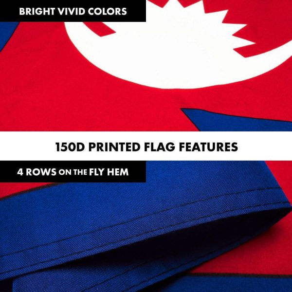 G128 Combo Pack: 6 Ft Tangle Free Spinning Flagpole (Black) & Nepal Flag 3x5 Ft Printed 150D Polyester, Brass Grommets (Flag Included) Aluminum Flag Pole - Image 5