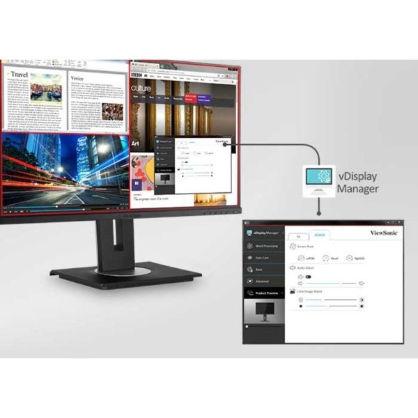 ViewSonic VG2456A 24 Inch 1080p IPS Monitor with USB C 3.2 with 90W Power Delivery, Docking Built-In, RJ45, 40 Degree Tilt Ergonomics for Home and Office - Image 7