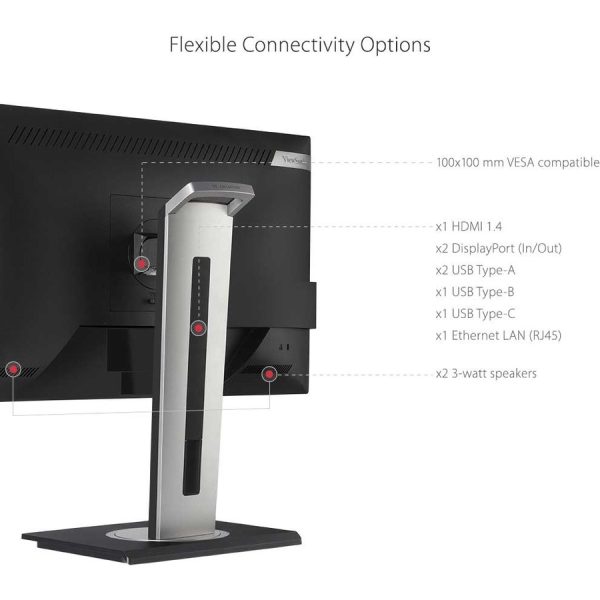ViewSonic VG2456A 24 Inch 1080p IPS Monitor with USB C 3.2 with 90W Power Delivery, Docking Built-In, RJ45, 40 Degree Tilt Ergonomics for Home and Office - Image 9