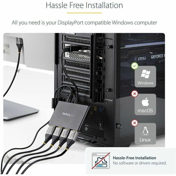 StarTech.com 4-Port DisplayPort 1.2 Splitter, DisplayPort to 4x DP Multi-Monitor Adapter, Quad 1080p 60Hz Computer MST Hub, Windows Only - Image 4