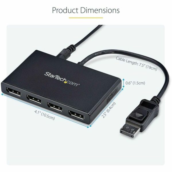 StarTech.com 4-Port DisplayPort 1.2 Splitter, DisplayPort to 4x DP Multi-Monitor Adapter, Quad 1080p 60Hz Computer MST Hub, Windows Only - Image 6