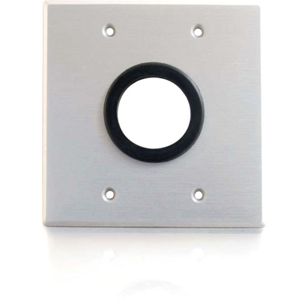 C2G 1.5in Grommet Cable Pass Through Double Gang Wall Plate - Brushed Aluminum - Image 2