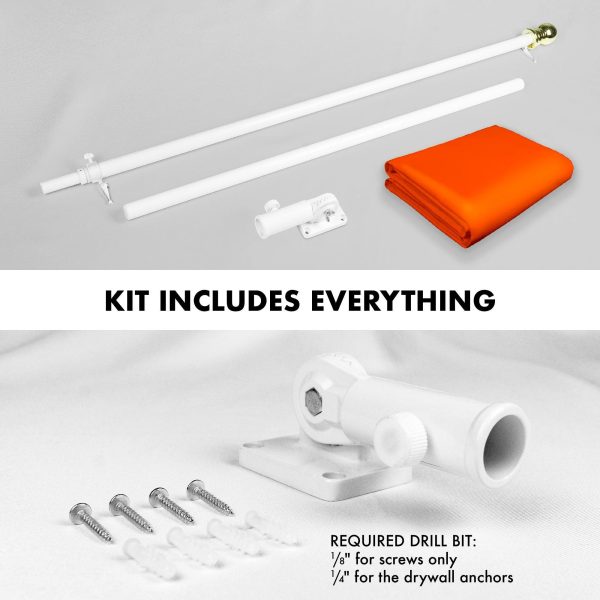 G128 Combo Pack: 6 Feet Tangle Free Spinning Flagpole (White) Solid Orange Flag 3x5 ft Printed 150D Brass Grommets (Flag Included) Aluminum Flag Pole - Image 2
