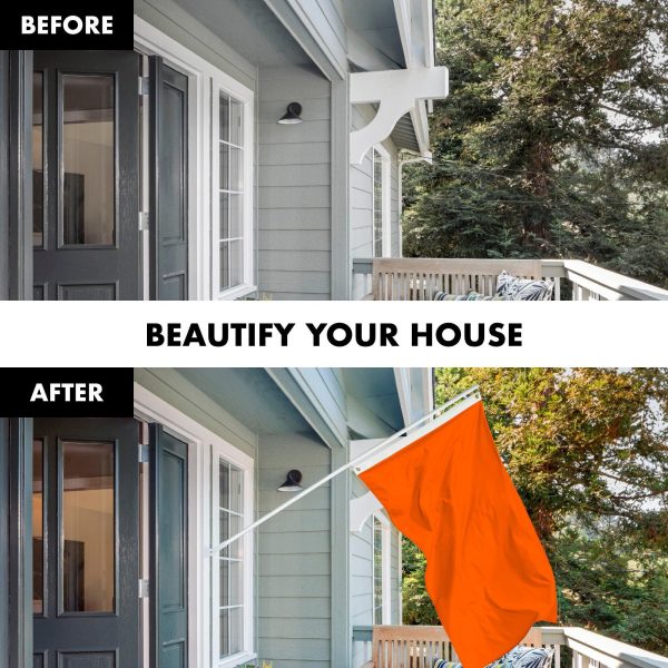 G128 Combo Pack: 6 Feet Tangle Free Spinning Flagpole (White) Solid Orange Flag 3x5 ft Printed 150D Brass Grommets (Flag Included) Aluminum Flag Pole - Image 3