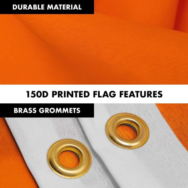 G128 Combo Pack: 6 Feet Tangle Free Spinning Flagpole (White) Solid Orange Flag 3x5 ft Printed 150D Brass Grommets (Flag Included) Aluminum Flag Pole - Image 4