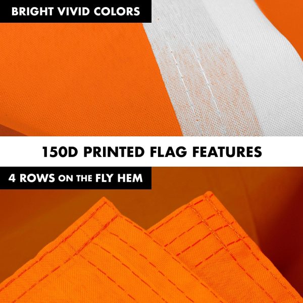 G128 Combo Pack: 6 Feet Tangle Free Spinning Flagpole (White) Solid Orange Flag 3x5 ft Printed 150D Brass Grommets (Flag Included) Aluminum Flag Pole - Image 5