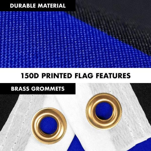 G128 Combo Pack: 6 Feet Tangle Free Spinning Flagpole (White) Thin Blue Line Flag 3x5 ft Printed 150D Brass Grommets (Flag Included) Aluminum Flag Pole - Image 4