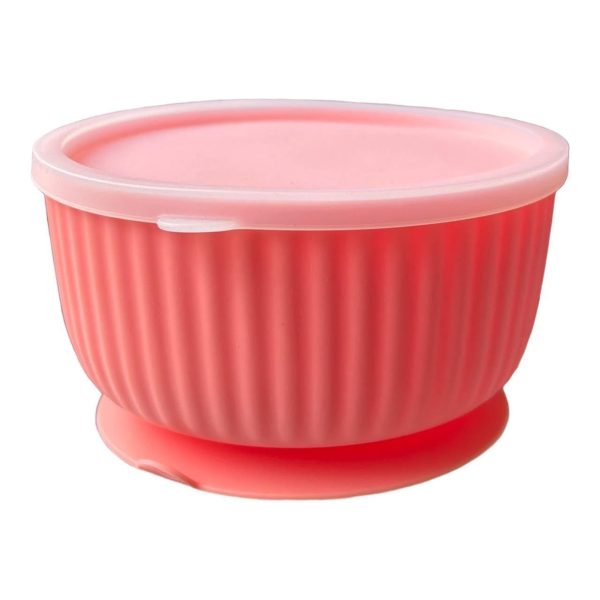 Cat Bowls with Suction Cup 400ml with Silicone Lid — Elevated Silicone Pet Dish with Non Slip Bottom for Dry Food Wet Food and Water — Silicone Water Bowl for Small Dog Rabbit Kittens (Salmon)