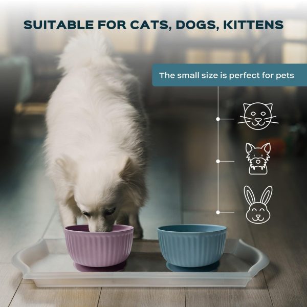 Cat Bowls with Suction Cup 400ml with Silicone Lid — Elevated Silicone Pet Dish with Non Slip Bottom for Dry Food Wet Food and Water — Silicone Water Bowl for Small Dog Rabbit Kittens (Salmon) - Image 4