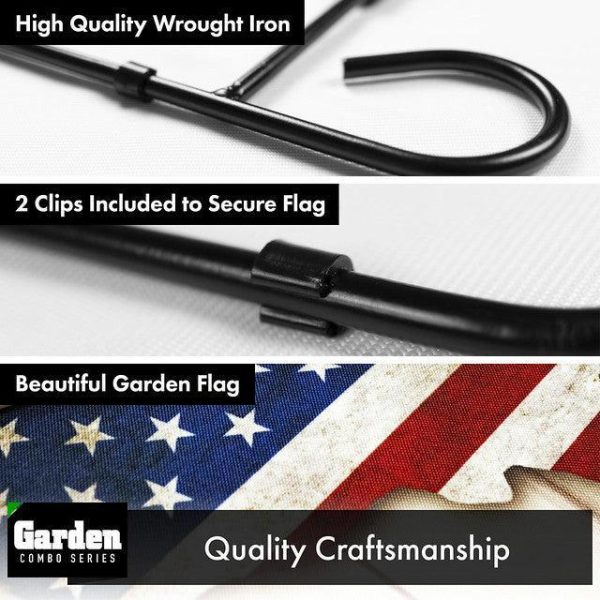 G128 Combo Pack: Garden Flag Stand Black 36x16 Inch & Garden Flag God Bless America USA Flag Map 12x18 Inch - Image 3