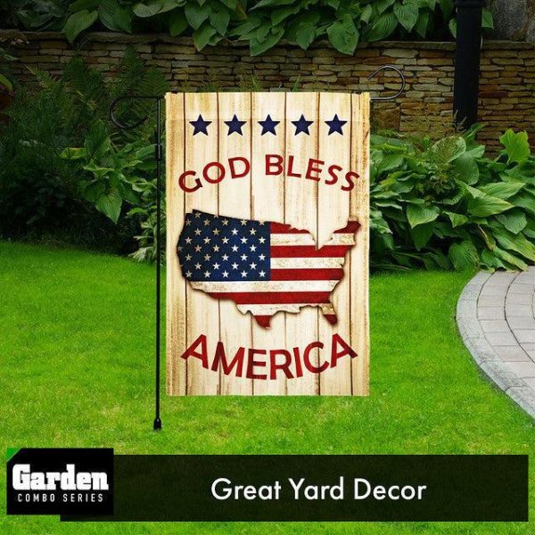G128 Combo Pack: Garden Flag Stand Black 36x16 Inch & Garden Flag God Bless America USA Flag Map 12x18 Inch - Image 9