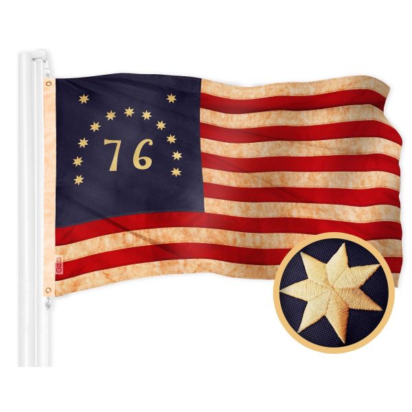 G128 Combo Pack: American USA Tea-Stained Flag 4x6 Ft & Bennington 76 Tea-Stained Flag 4x6 Ft | Both ToughWeave Pro Series Embroidered 420D Polyester, Embroidered Design, Brass Grommets - Image 2
