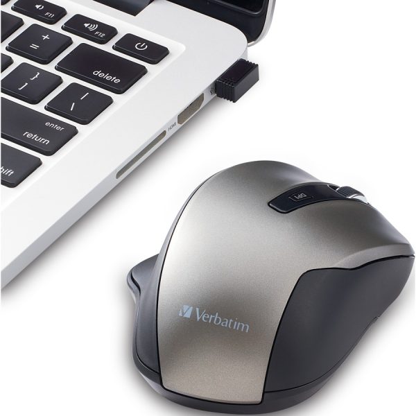 Verbatim Silent Ergonomic Wireless Blue LED Mouse - Graphite - Image 5